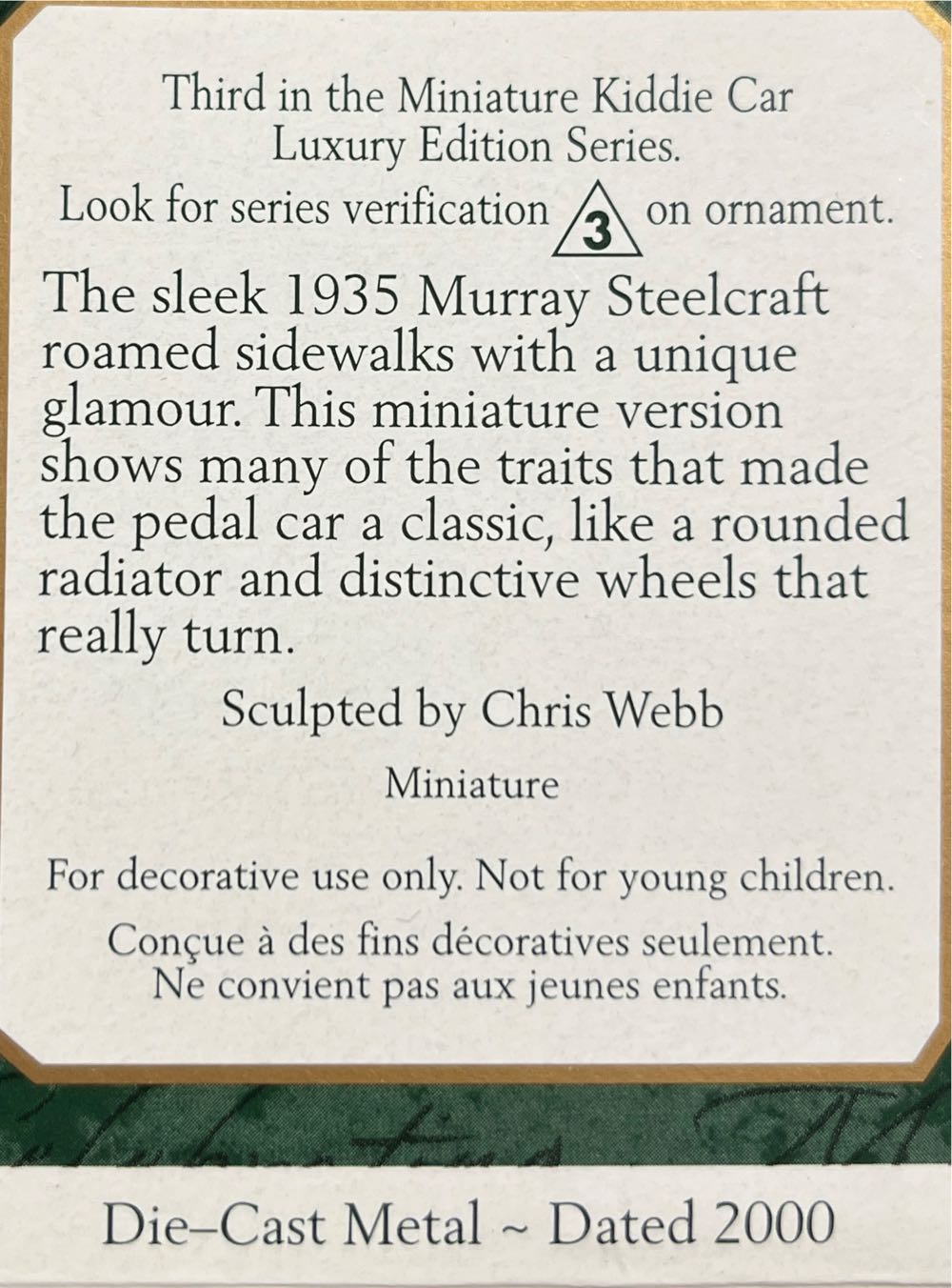 MKCL#3 1935 Steelcraft By Murray - Miniature Kiddie Car Luxury Edition (Car, Mini) ornament collectible [Barcode 015012569254] - Main Image 2