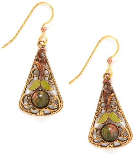 Silver Forest Filigree Triangle Shape Dangle Earrings  ornament collectible [Barcode 754528219573] - Main Image 1