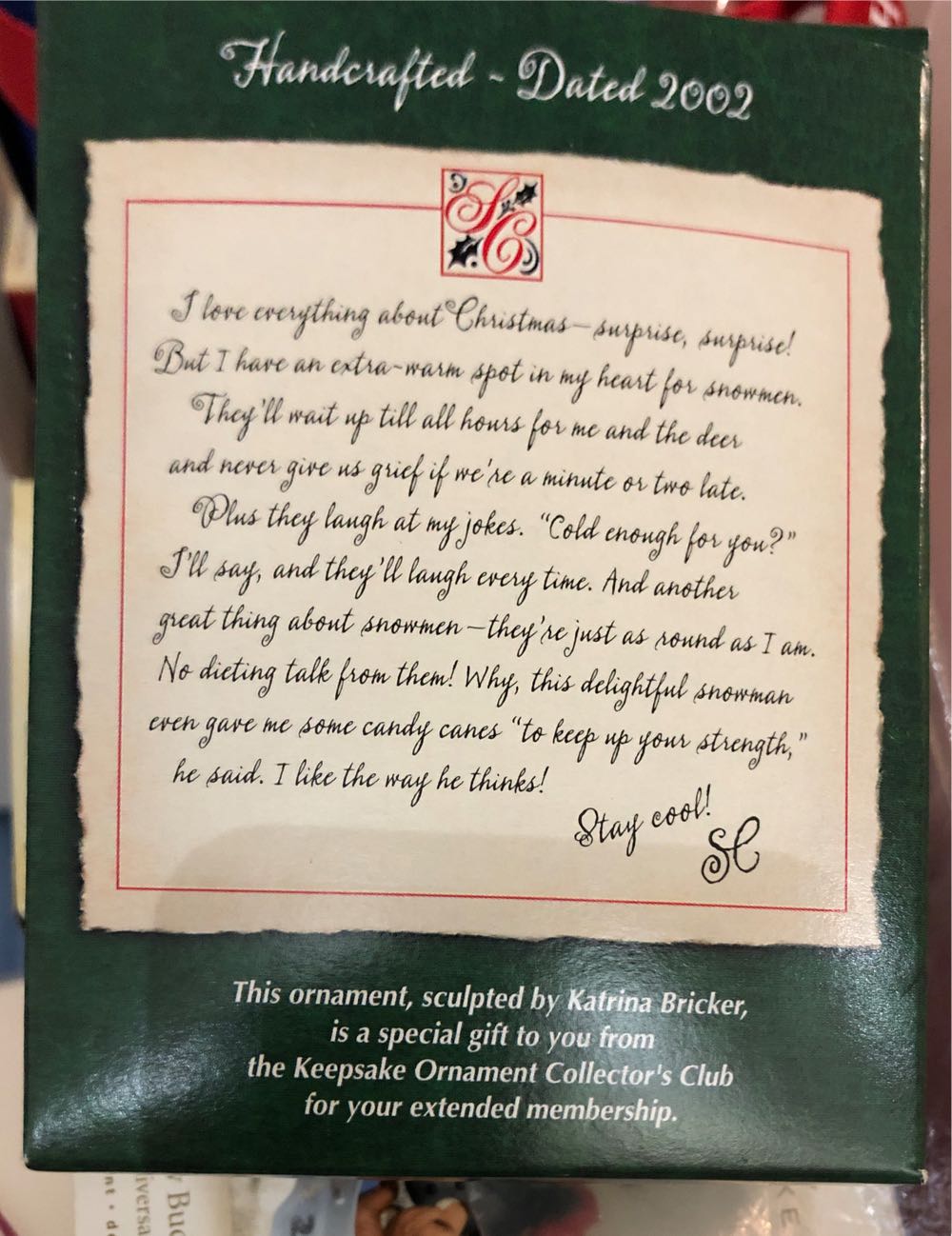 Desk Snowman 2002  ornament collectible - Main Image 2