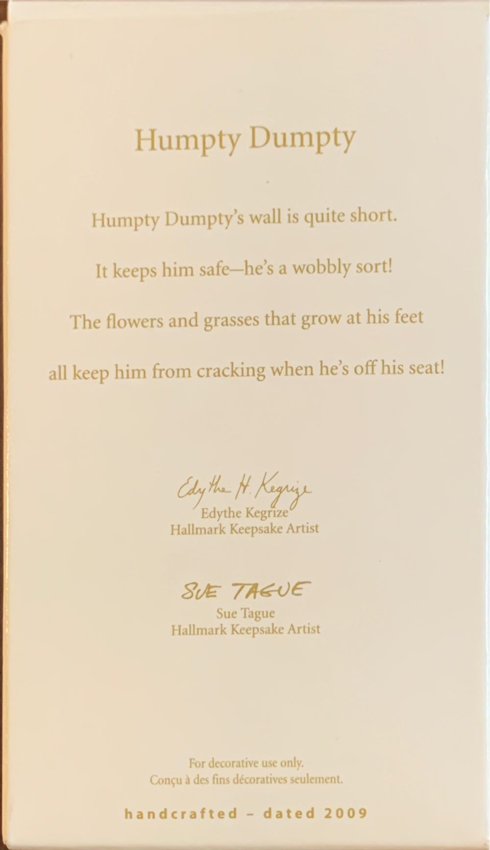 Humpty Dumpty  ornament collectible [Barcode 795902086961] - Main Image 2