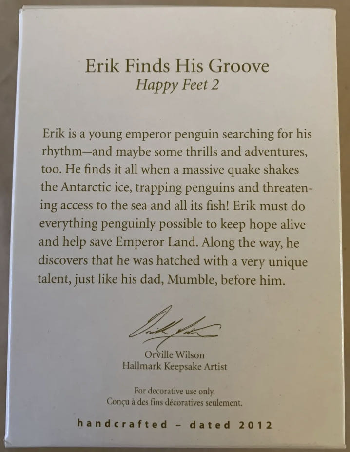 Hallmark Keepsake Ornament Erik Finds His Groove Happy Feet 2 - Happy Feet (Movies & TV) ornament collectible [Barcode 795902253349] - Main Image 3