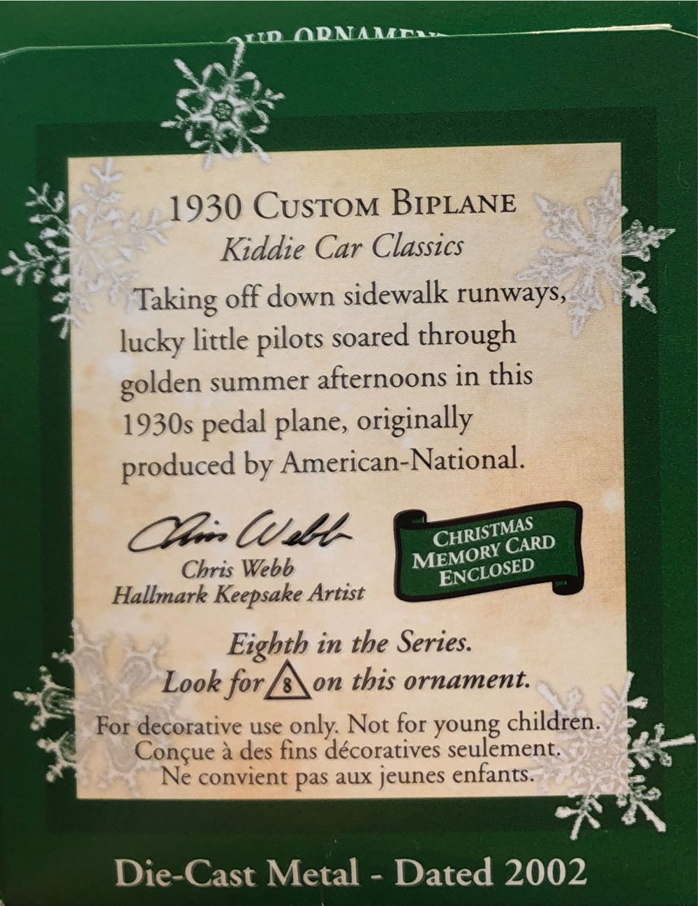 Biplane Kiddie Car Classics - Miniature Kiddie Car Classics (Miniature) ornament collectible [Barcode 015012680508] - Main Image 3
