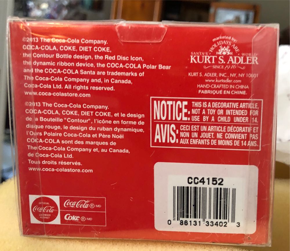 Licensed Coca Cola Santa Ornament Bag Of Toys Christmas  ornament collectible [Barcode 086131334023] - Main Image 2