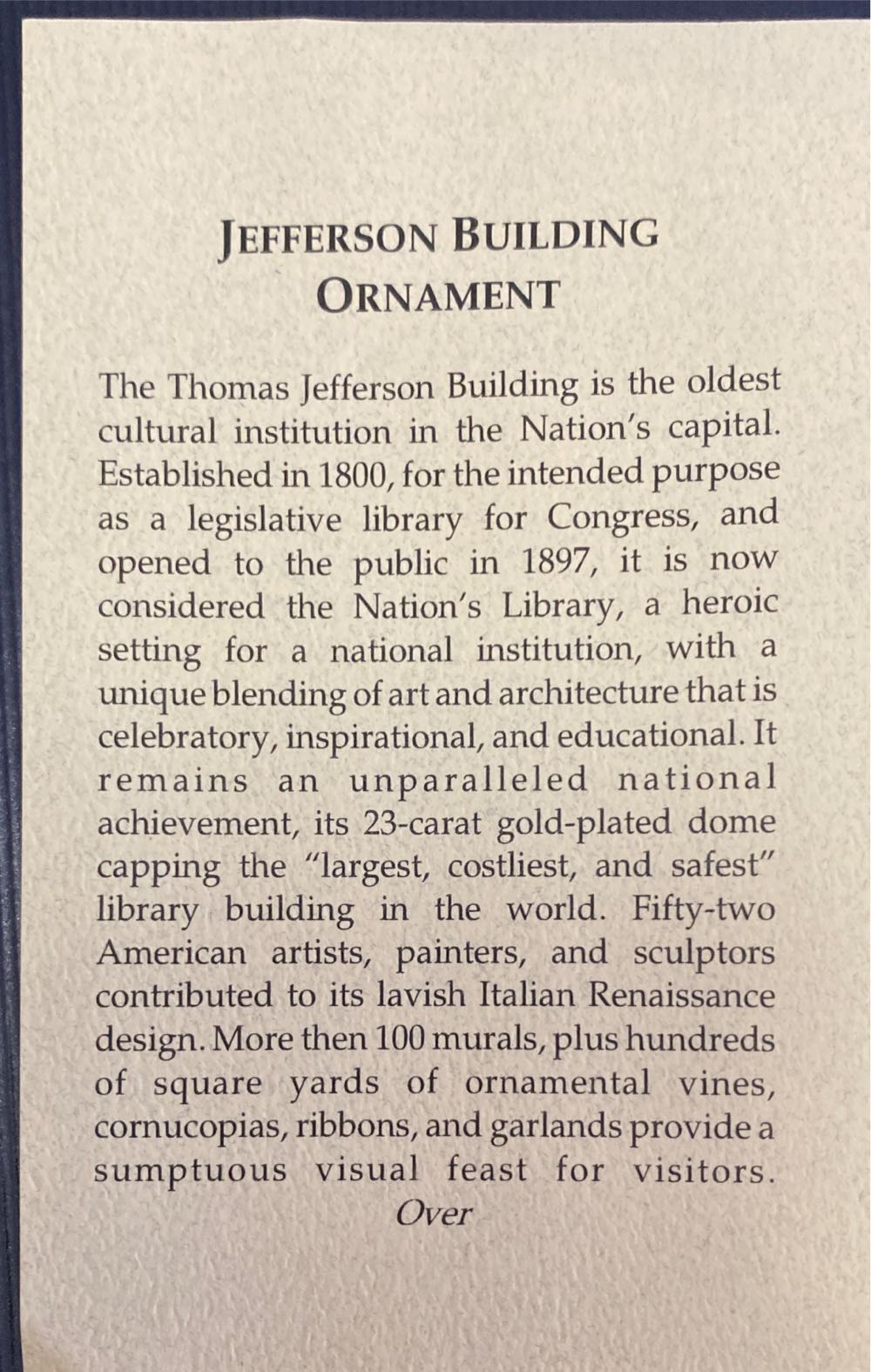 Library Of Congress  (Patriotic) ornament collectible - Main Image 2