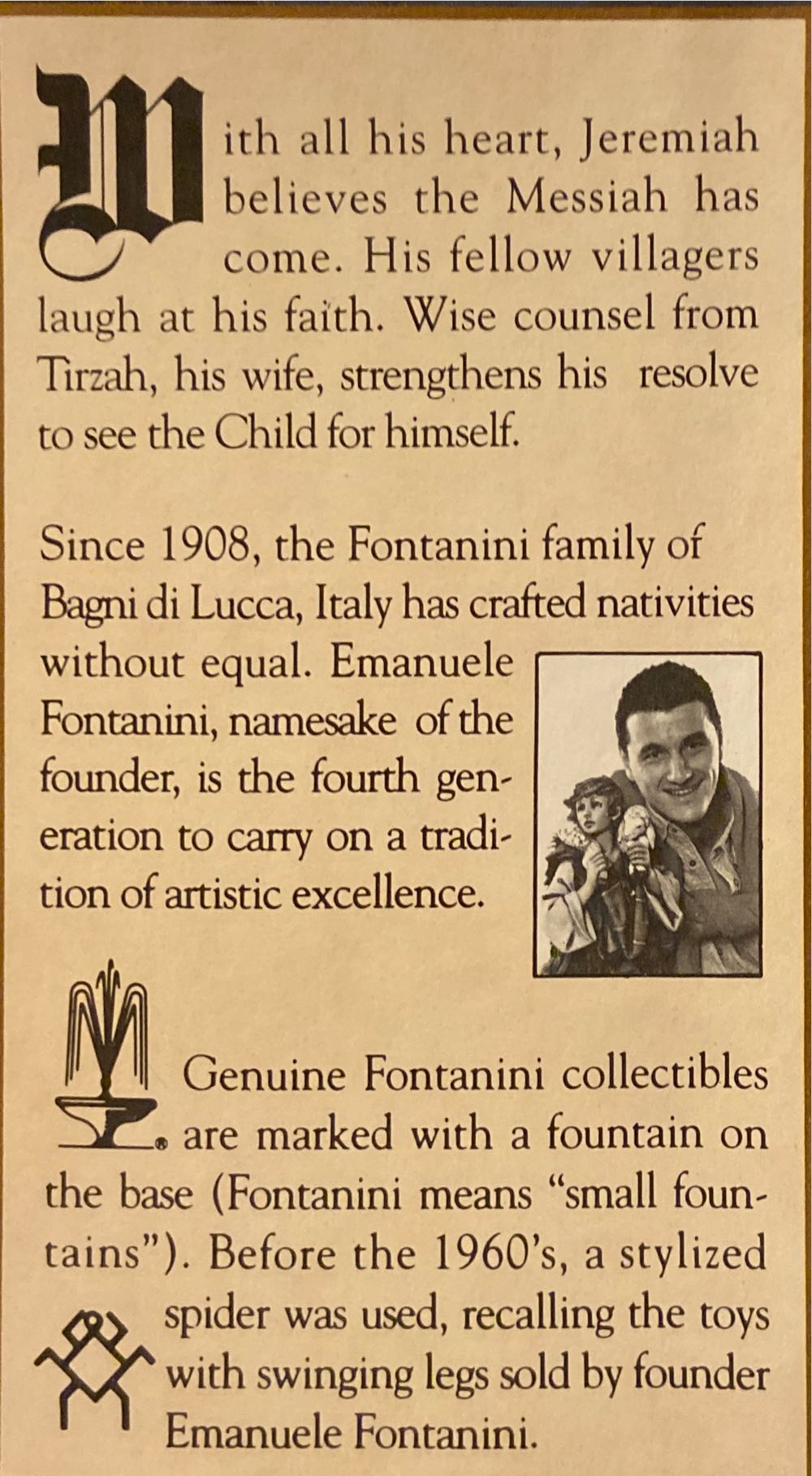 Jeremiah 5” Fontanini Heirloom Nativity Figure  (Shepherd) ornament collectible [Barcode 089945525878] - Main Image 2