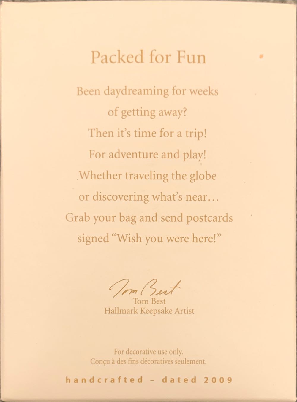 Packed For Fun  ornament collectible [Barcode 795902087128] - Main Image 2