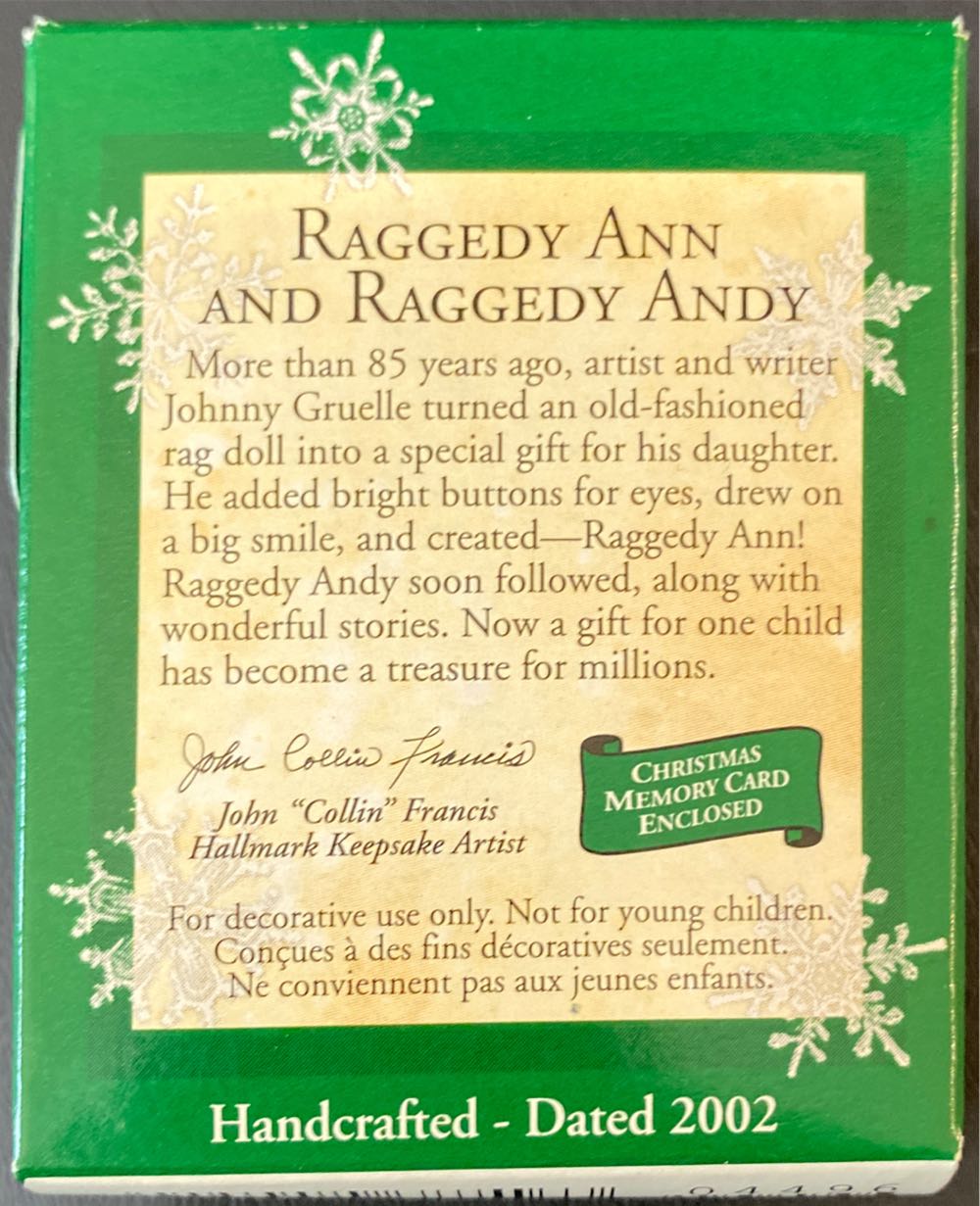 Raggedy Ann And Raggedy Andy - Raggedy Ann and Raggedy Andy (Miniature) ornament collectible [Barcode 015012687163] - Main Image 2