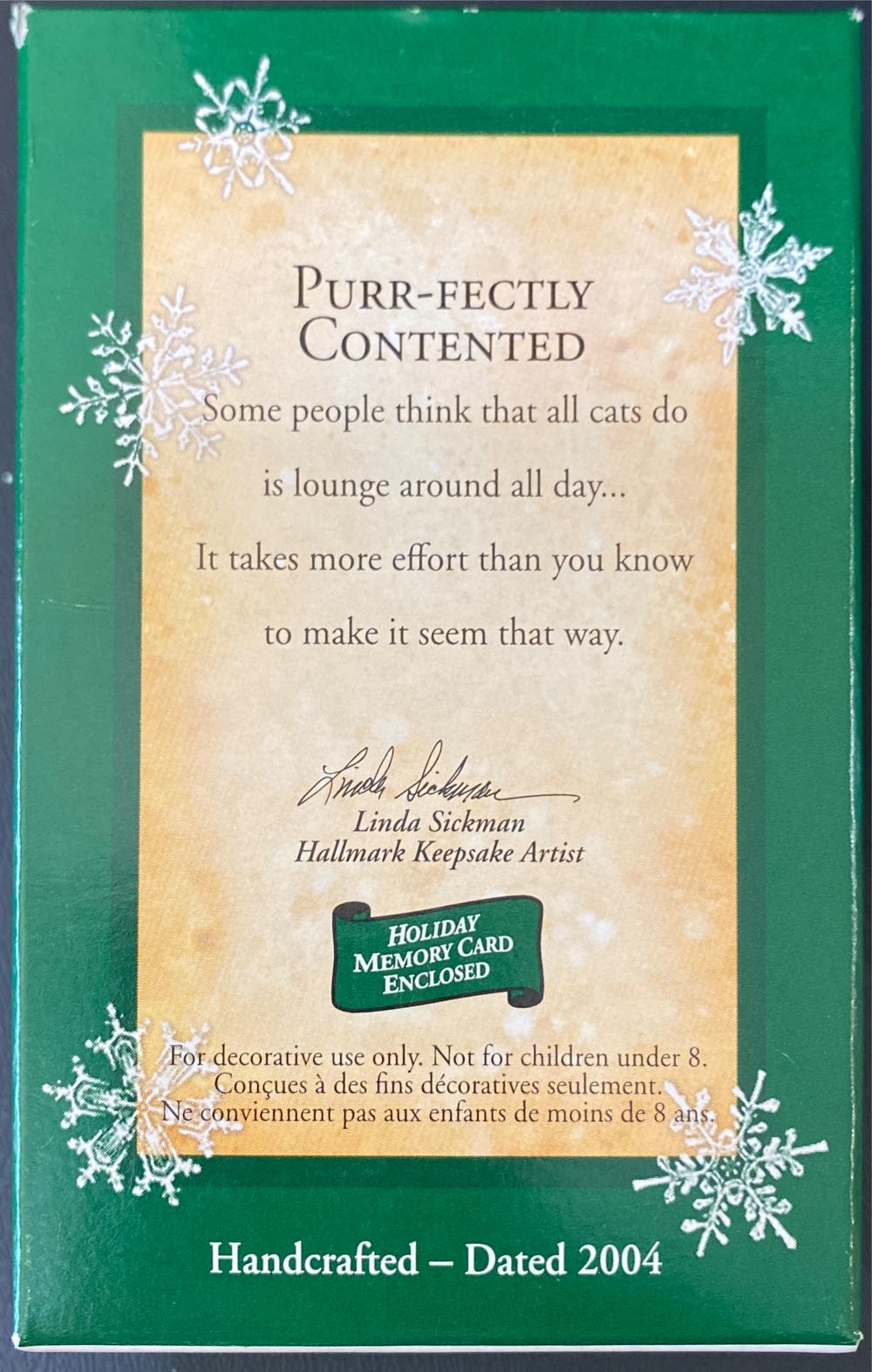 Purr-fectly Contented - Hallmark Miniature (Miniature) ornament collectible [Barcode 015012782073] - Main Image 2