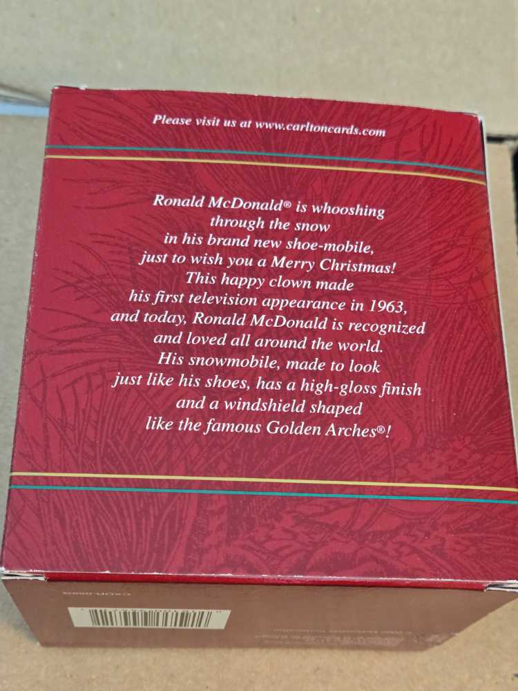 Carlton Cards Mcdonalds 100 Smiles An Hour - McDonald’s (McDonald’s) ornament collectible [Barcode 018100944711] - Main Image 2