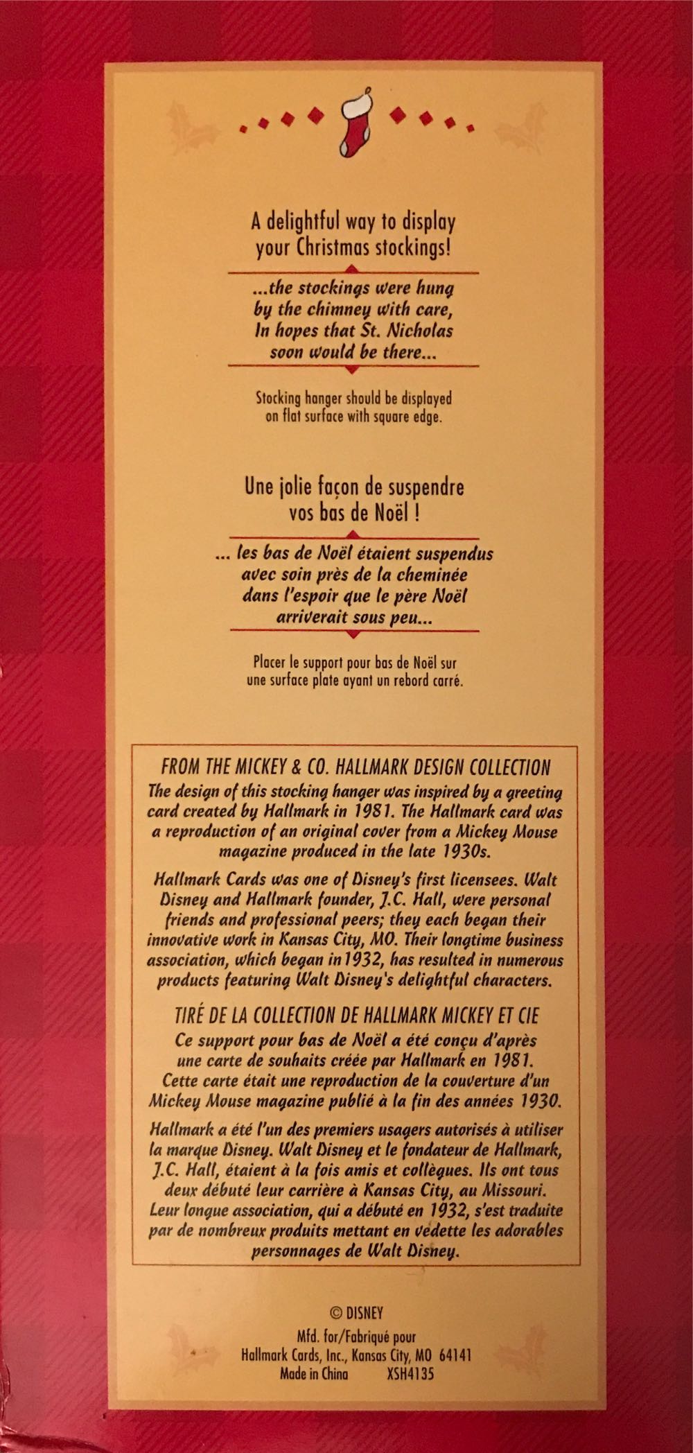 Disney Mickey Mouse Stocking Hanger  ornament collectible [Barcode 015012460513] - Main Image 2