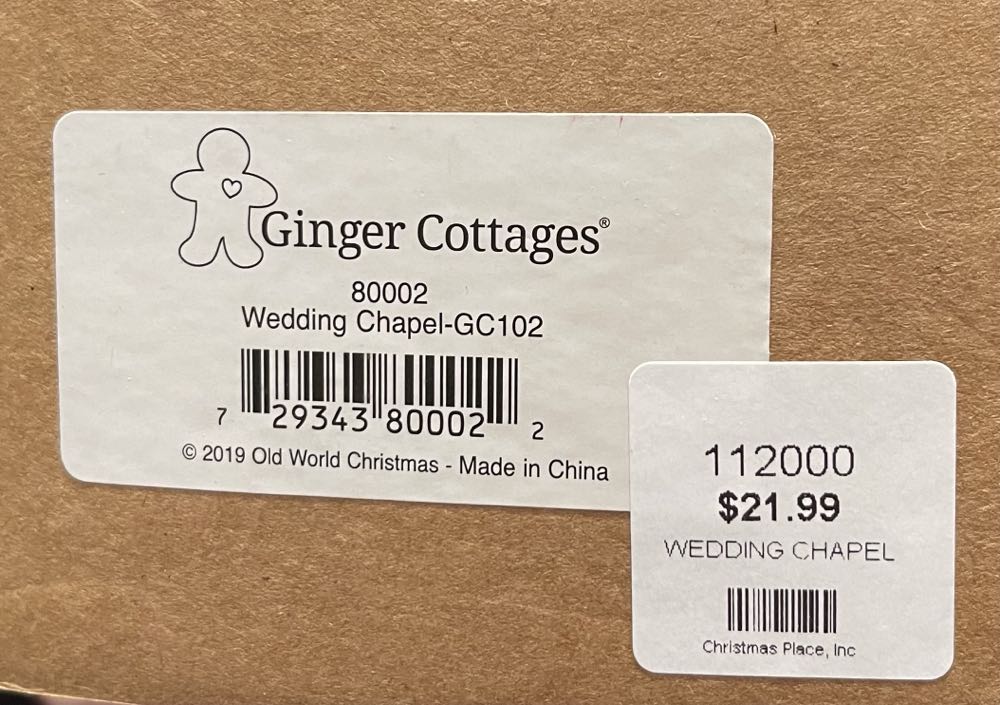 80002 (GC102) Ginger Cottages - Wedding Chapel  ornament collectible [Barcode 729343800022] - Main Image 2