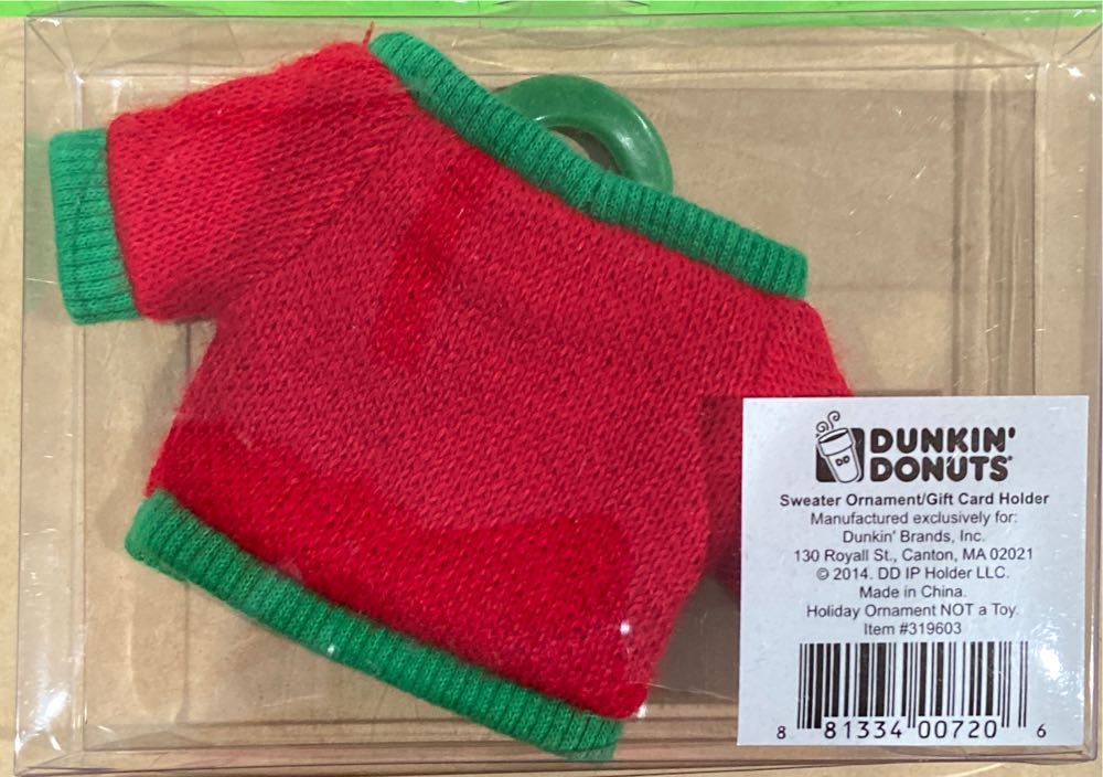 Dunkin Donuts Holiday Sweater Gift Card Holder Decor Mini Christmas  ornament collectible [Barcode 881334007206] - Main Image 2