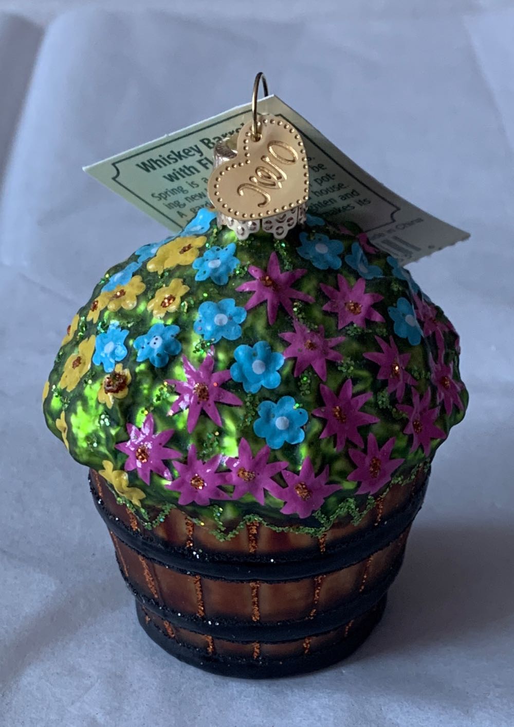 Old World Christmas Whiskey Barrel With Flowers Ornament Multi  ornament collectible [Barcode 729343362636] - Main Image 2