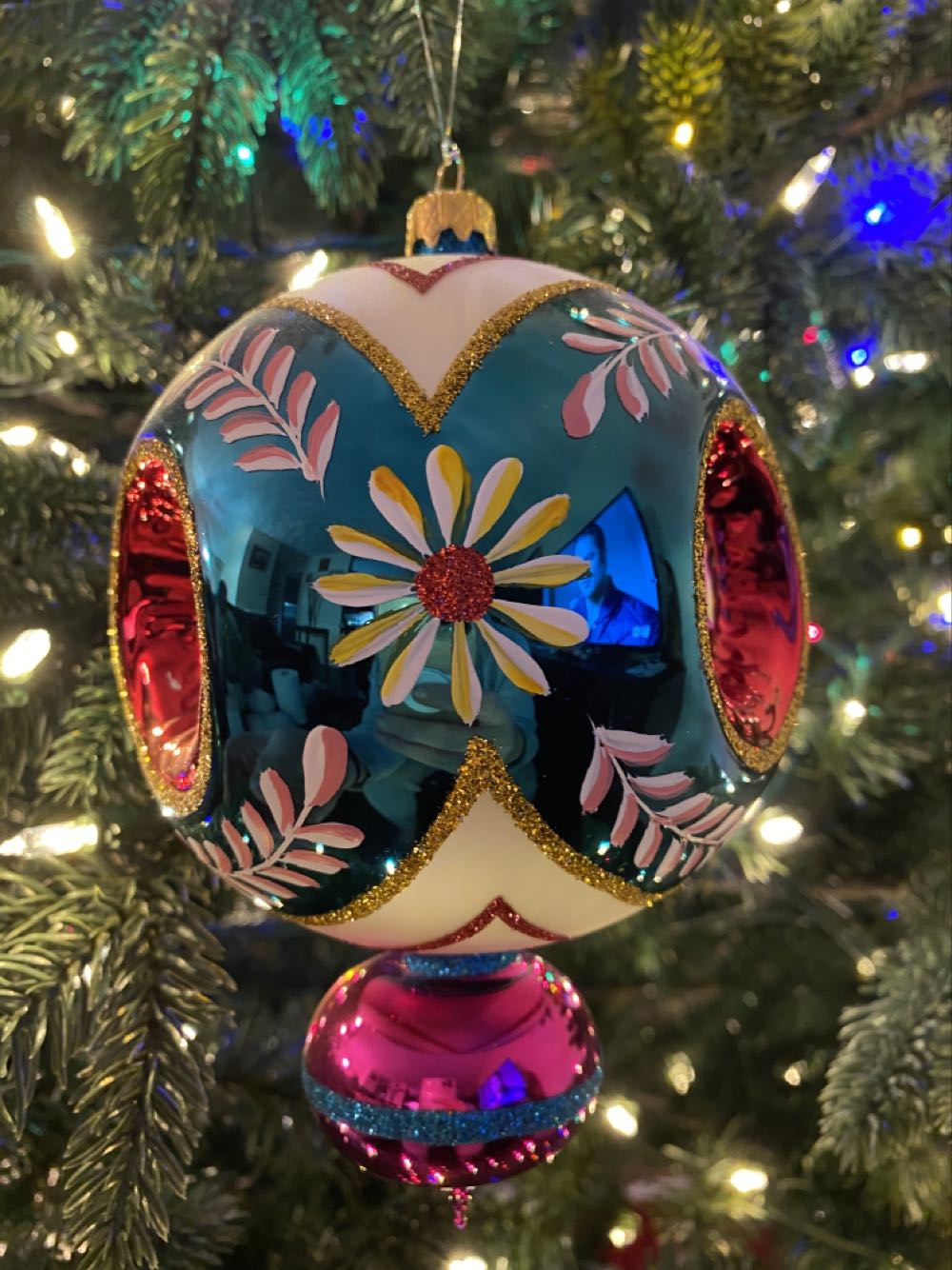 Triple Indent Drop (turquoise)  ornament collectible - Main Image 2