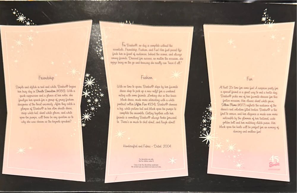 Barbie: Friendship Fashion And Fun 45th Anniversary - Barbie (Barbie) ornament collectible [Barcode 015012840964] - Main Image 2