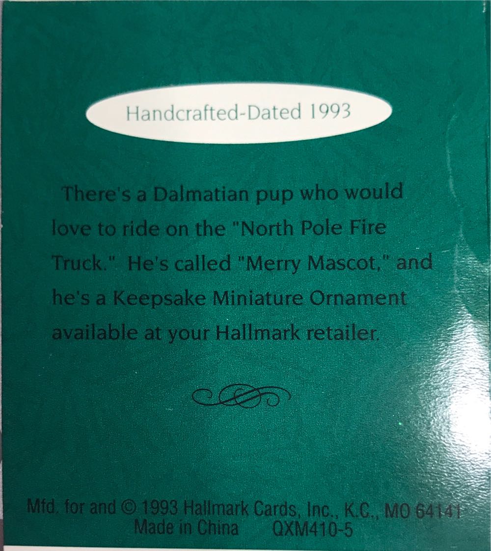 North Pole Fire Truck - Miniature (Fire Trucks (Mini)) ornament collectible [Barcode 015012069204] - Main Image 3