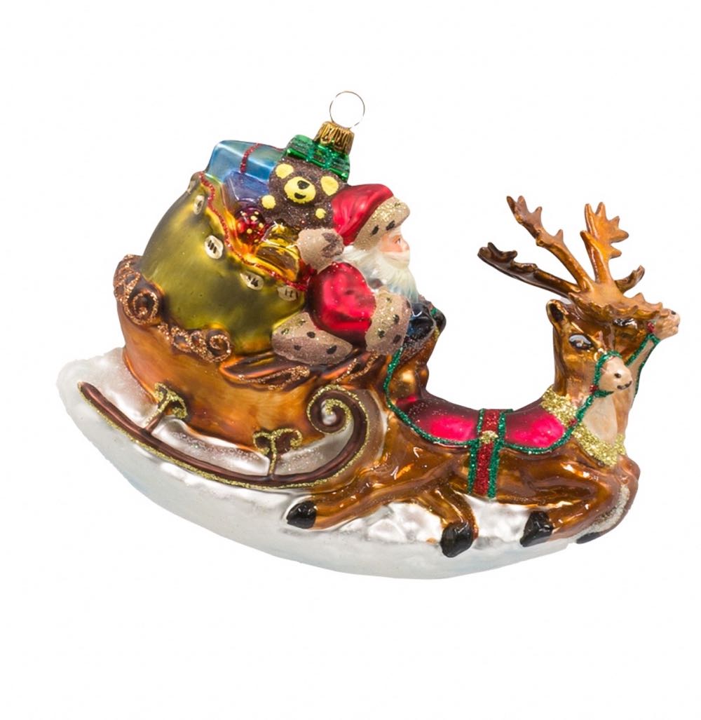 Santa In Sled With Reindeer / Mikołaj Na Saniach Z Reniferami - Kolekcja Wiktoriańska ornament collectible - Main Image 3
