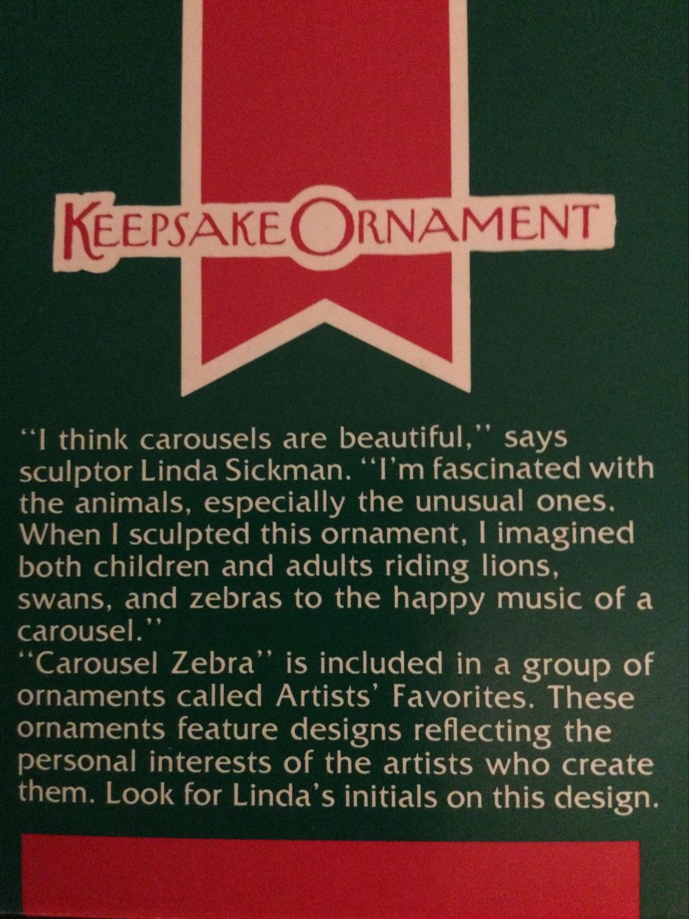 Carousel Zebra 1989 - Artist’s Favorites ornament collectible - Main Image 2