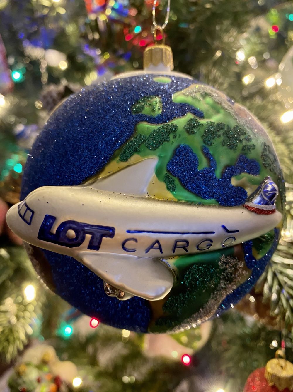 Airplane And Globe (blue) / Samolot I Kula Ziemska (niebieska)  ornament collectible - Main Image 3