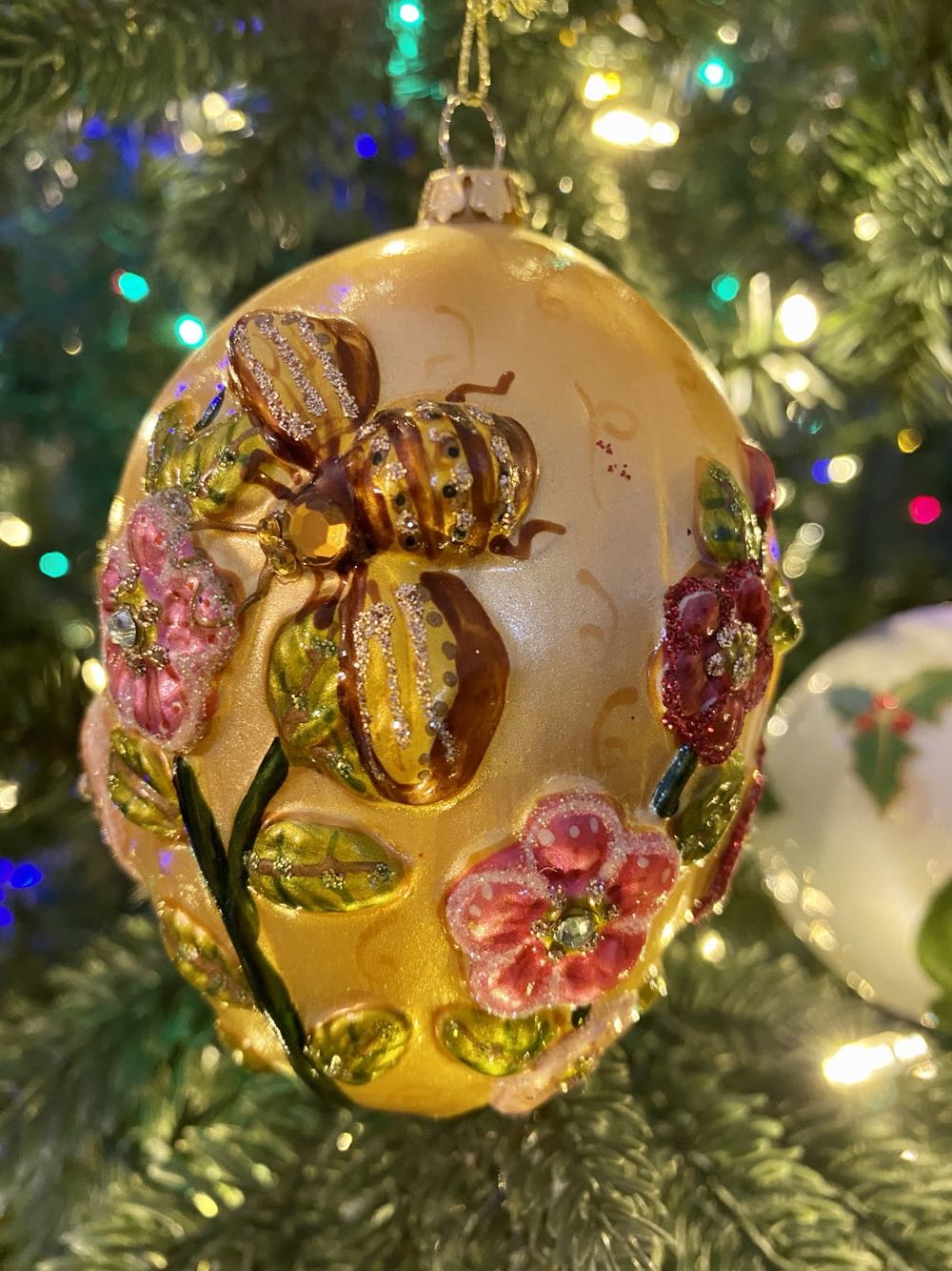 Egg With Flowers And Bee (yellow)  ornament collectible - Main Image 2