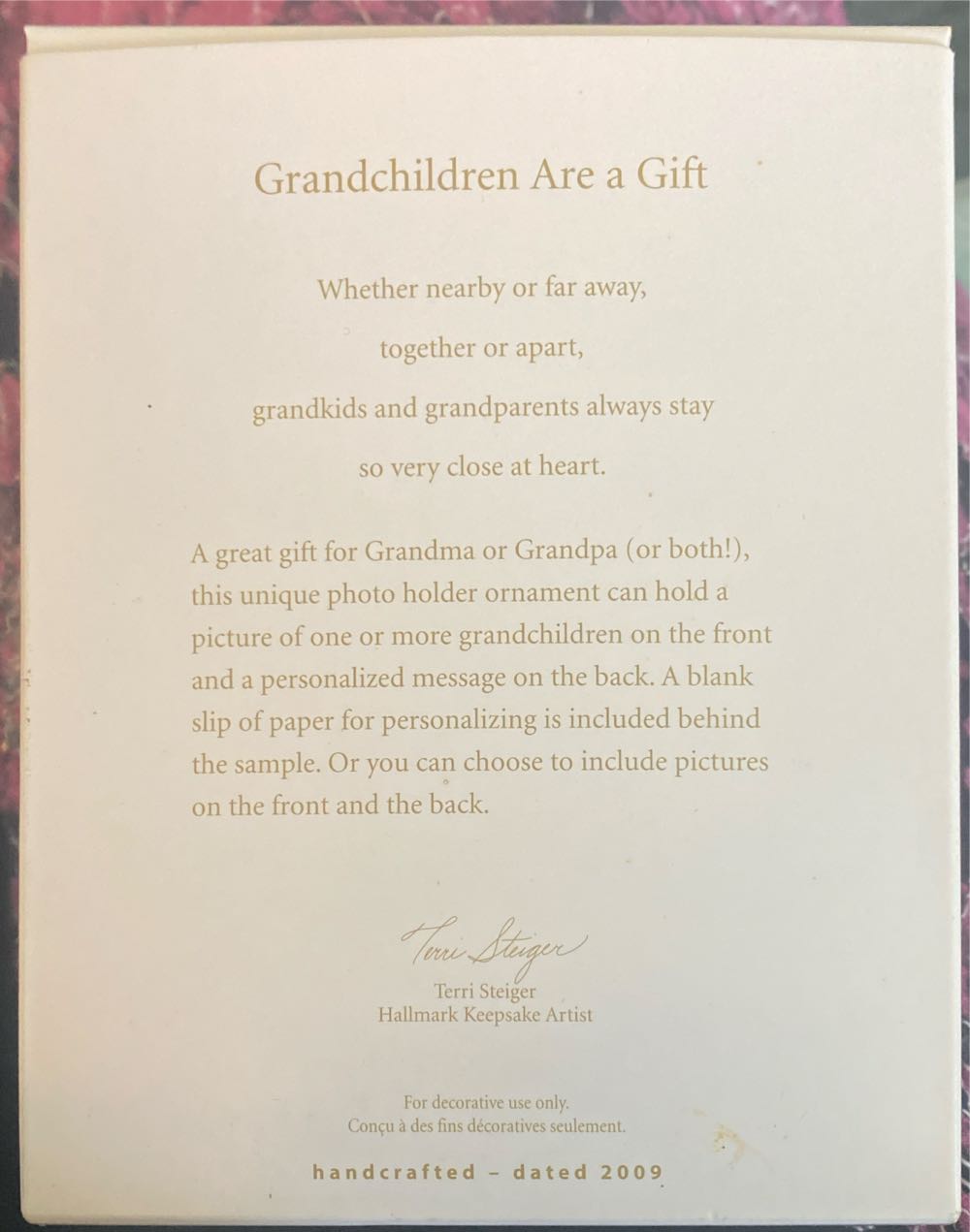 Grandchildren Are A Gift Photo Holder Hallmark Ornament - Photo Holder (Grandchildren) ornament collectible [Barcode 795902087234] - Main Image 2