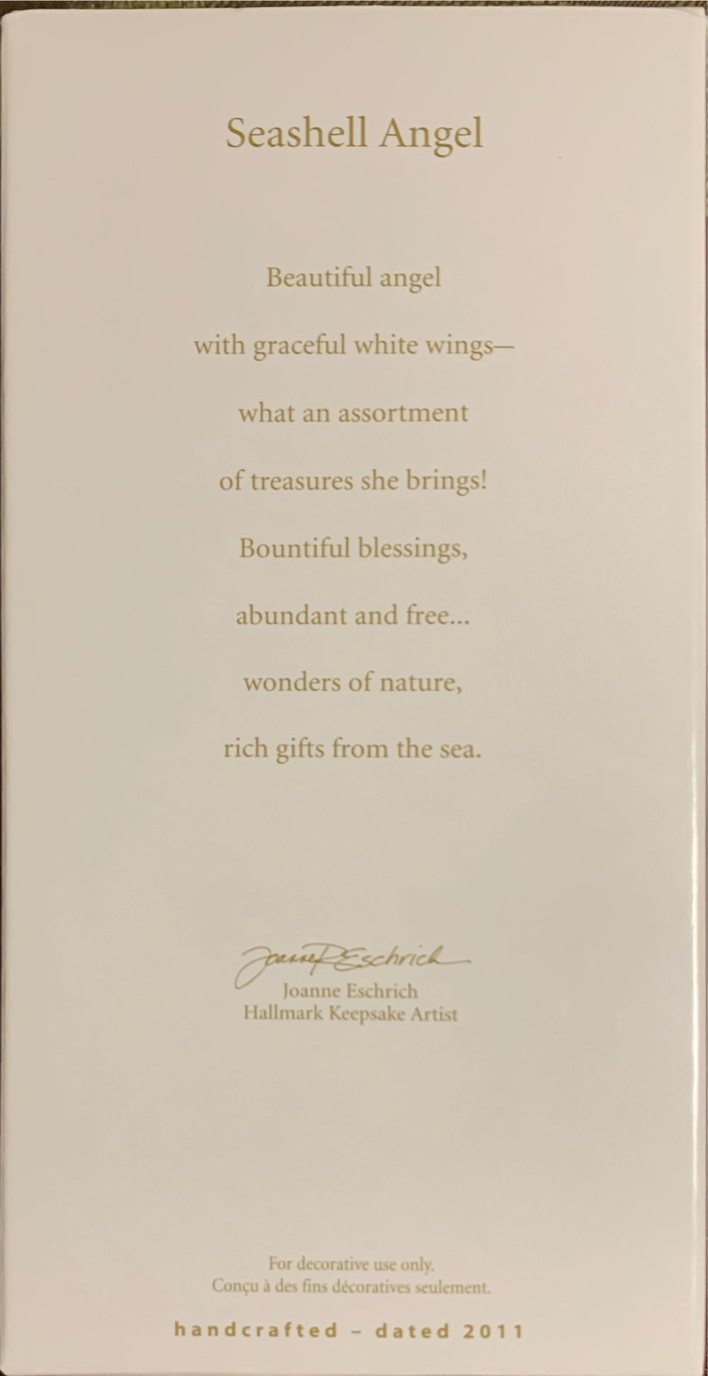 Hallmark Seashell Angel Koc Ornament From Event In Kansas City  (Angel, Seashell) ornament collectible [Barcode 795902205423] - Main Image 2