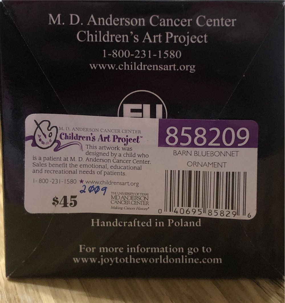 Barn Bluebonnet Boot - M.D.Anderson Children’s Art Project (Texas) ornament collectible [Barcode 040695858296] - Main Image 3