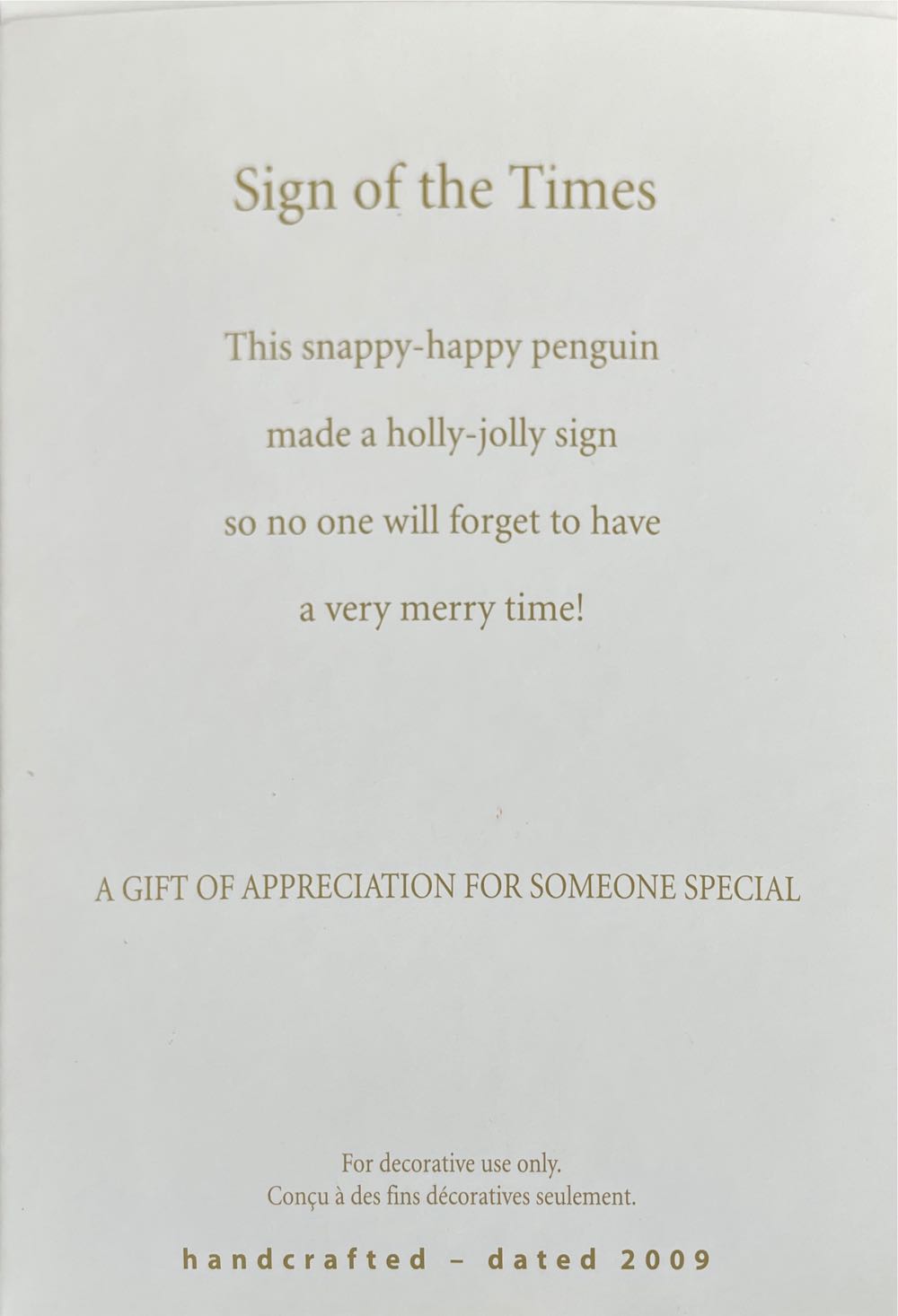 Sign Of The Times - VIP Gift 2009 - Penguin (Exclusive VIP Gift) ornament collectible - Main Image 3