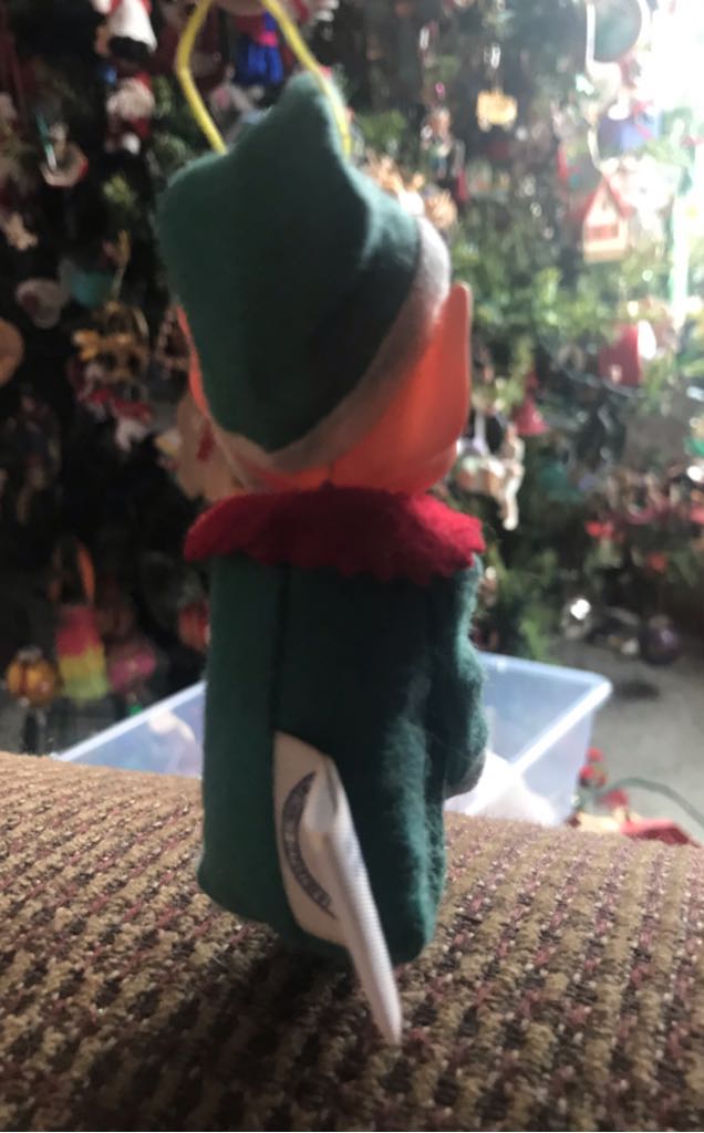 Knee Hugger Elf - Green Red Trim  ornament collectible - Main Image 2