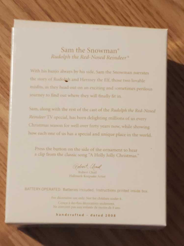 Sam The Snowman - Rudolph The Red Nosed Reindeer (Magic) ornament collectible - Main Image 3