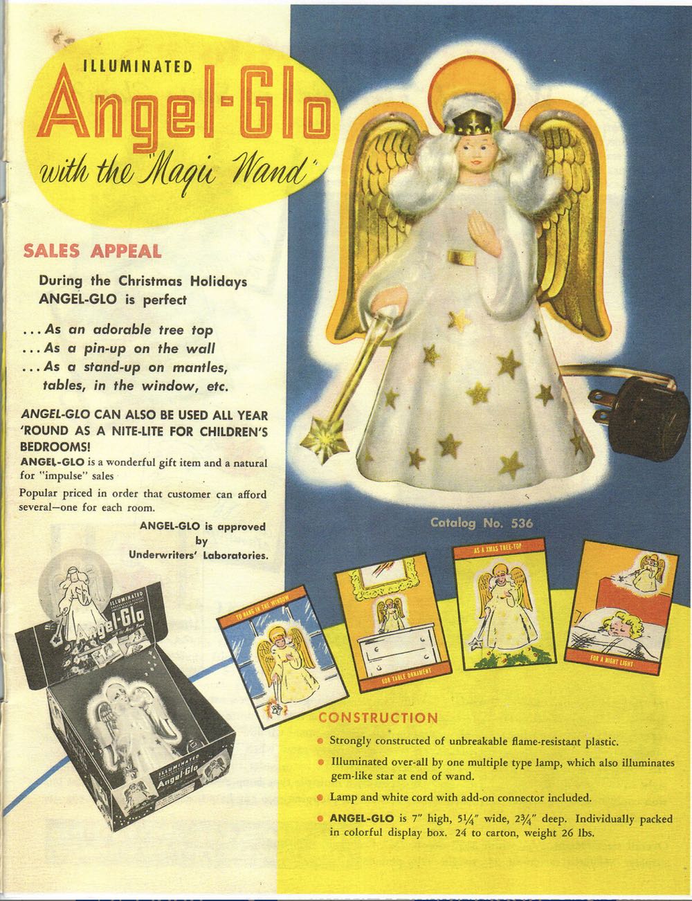 Glolite - Angel-Glo - Tree Top - No 536 - Angel (Tree Topper) ornament collectible - Main Image 3