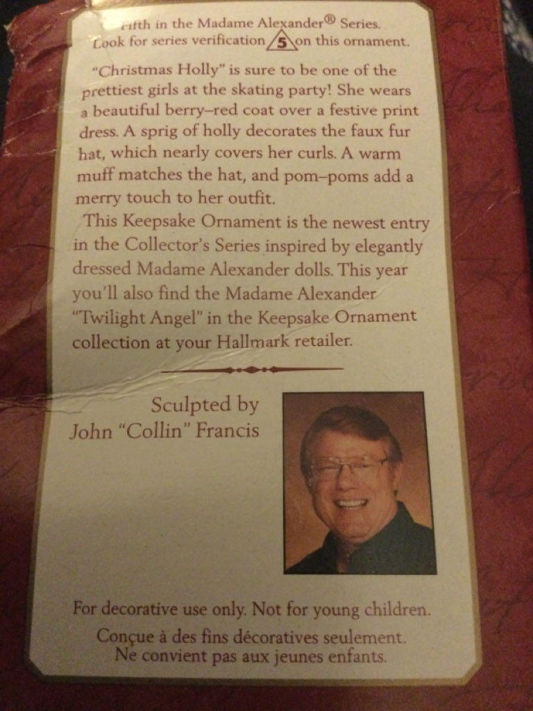 Madame Alexander - 2000 - #5 - Christmas Holly - Madame Alexander (Collectible Series) ornament collectible - Main Image 2