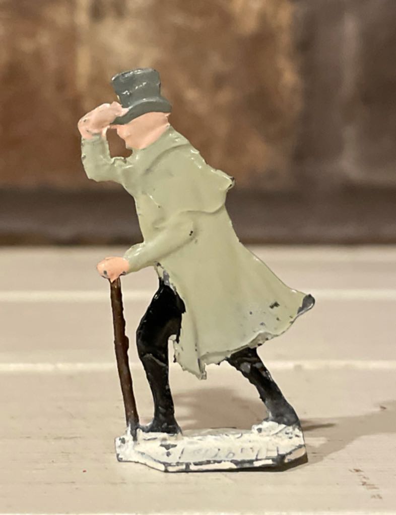Hans Heinrichsen - Putz - Man Holding Top Hat & Walking Stick - Winter Scene (Putz Villager) ornament collectible - Main Image 2
