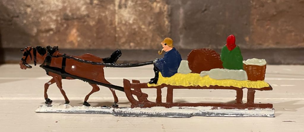 Hans Heinrichsen - Putz - Farmer & Wife On Sleigh - Winter Scene (Putz Villager) ornament collectible - Main Image 2