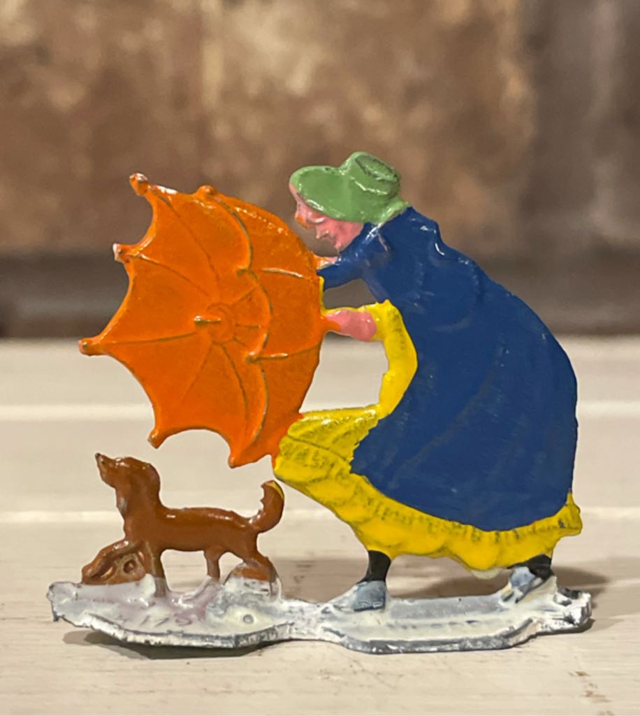 Hans Heinrichsen - Putz - Lady With Umbrella & Dog - Winter Scene (Putz Villager) ornament collectible - Main Image 2