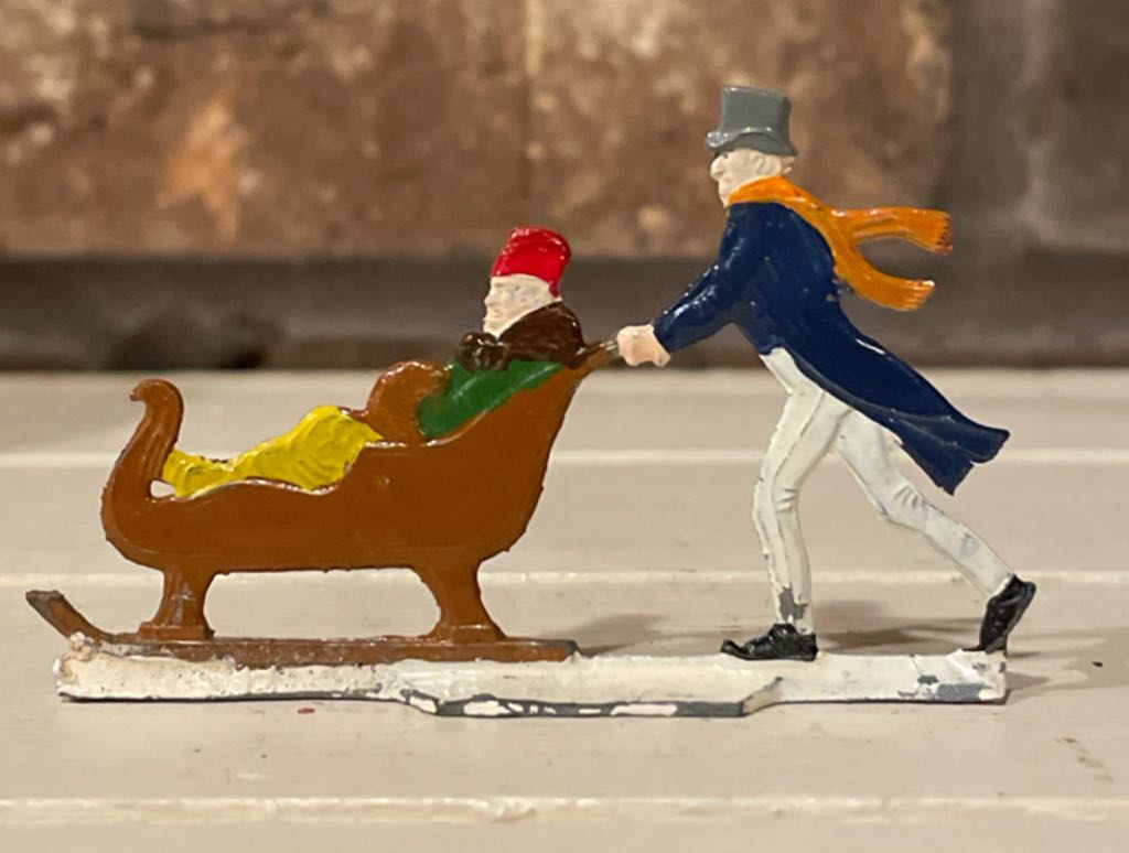 Hans Heinrichsen - Putz - Man Pushing Sleigh - Winter Scene (Putz Villager) ornament collectible - Main Image 2