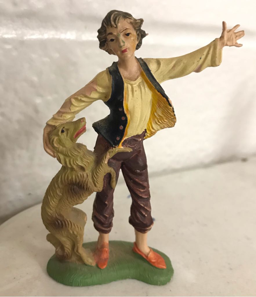 Fontanini - (Set 1) - #191 - Villager - Boy With Dog - Villager (Nativity) ornament collectible - Main Image 1