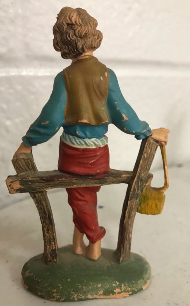 Fontanini - (Set 1) - #118 - Villager - Boy Leaning On Fence - Villager (Nativity) ornament collectible - Main Image 2