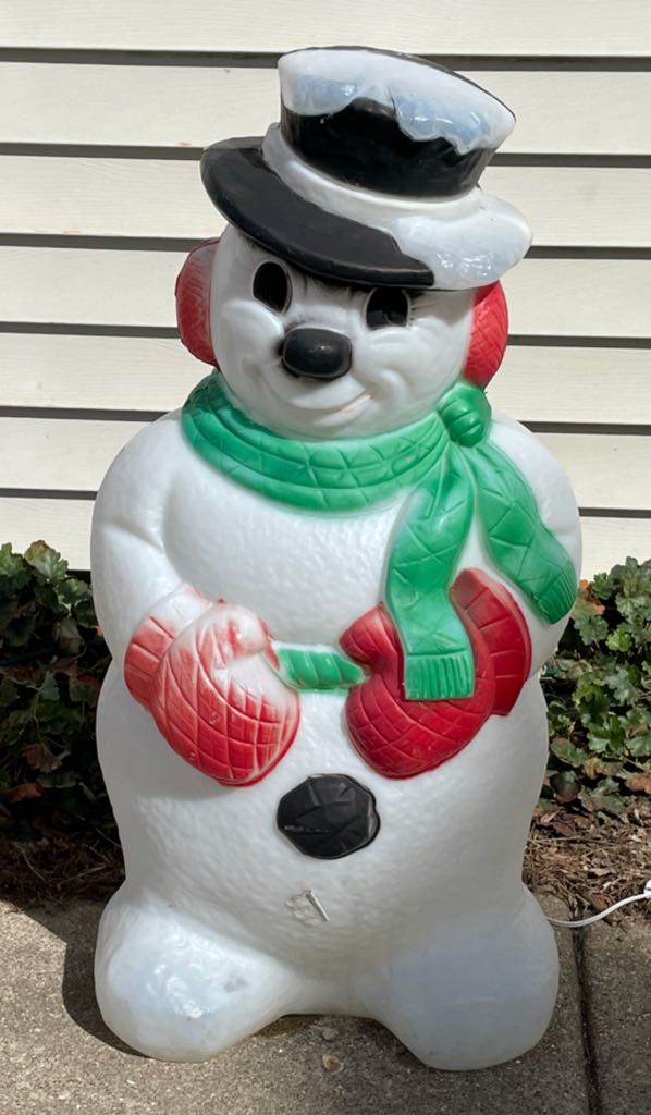 Poloron - Illuminated Standing Snowman - Green Scarf Edition - Snowman (Blow Mold) ornament collectible - Main Image 1