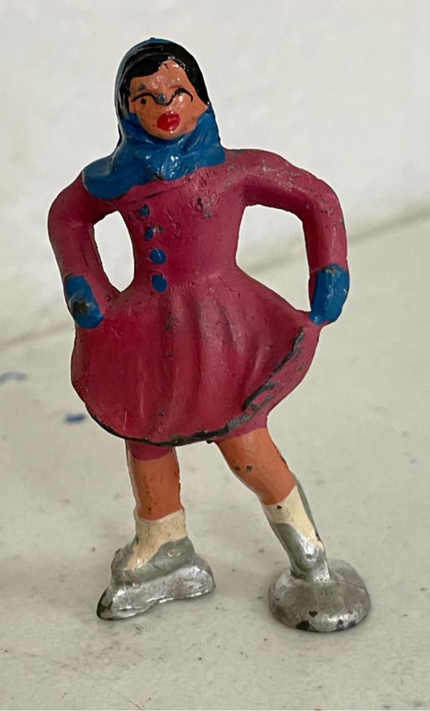 Barclay - Girl Skater - #629 - Red Dress - Skater (Putz Villager) ornament collectible - Main Image 1