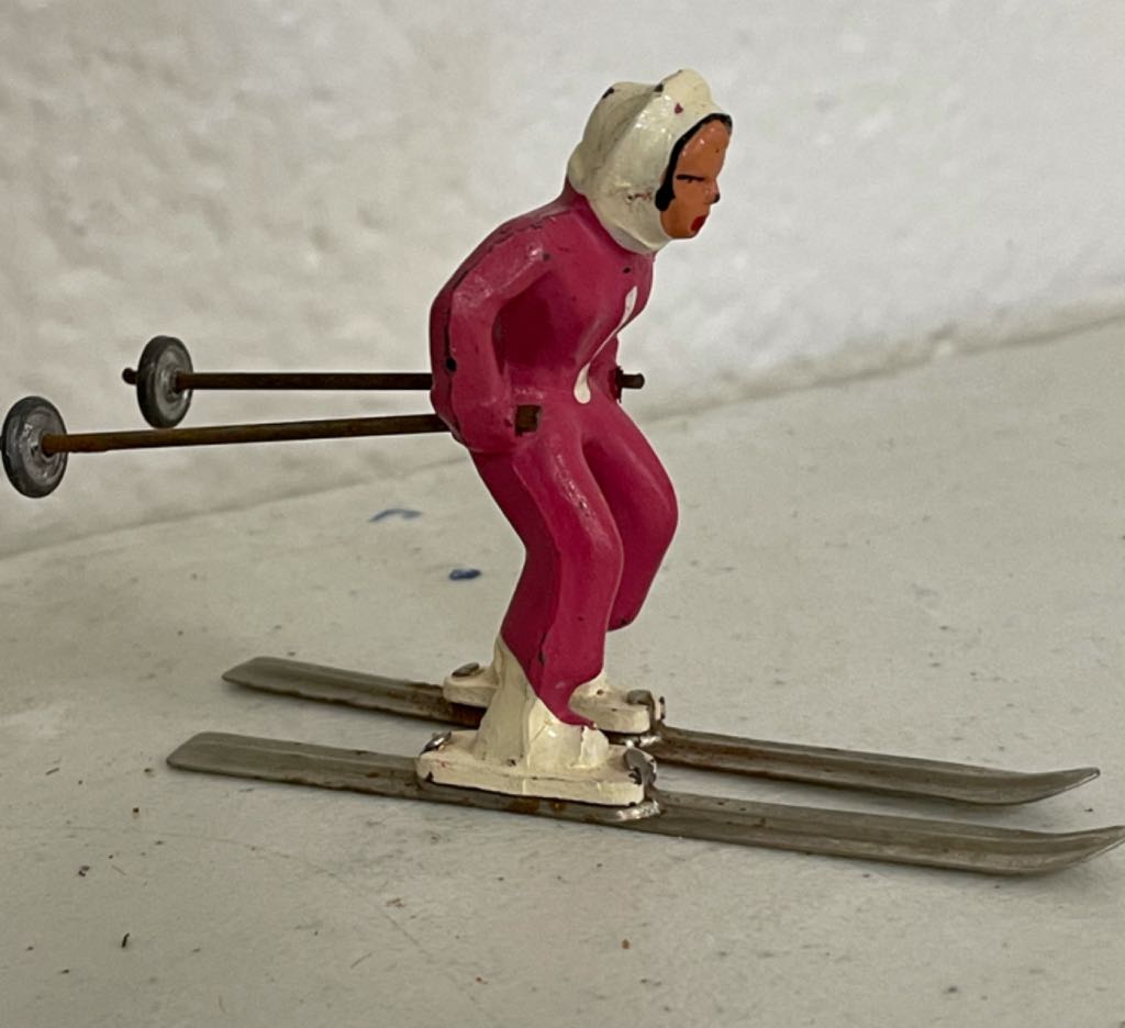 Barclay - Girl On Skis - #496 - Pink - Skier (Putz Villager) ornament collectible - Main Image 2