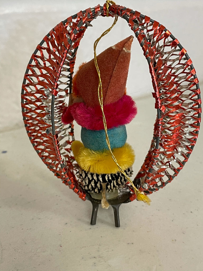 Shiny Brite - Pixie Elf - Pine Cone - Tinsel - Ornament - Red  (Pixie) ornament collectible - Main Image 2