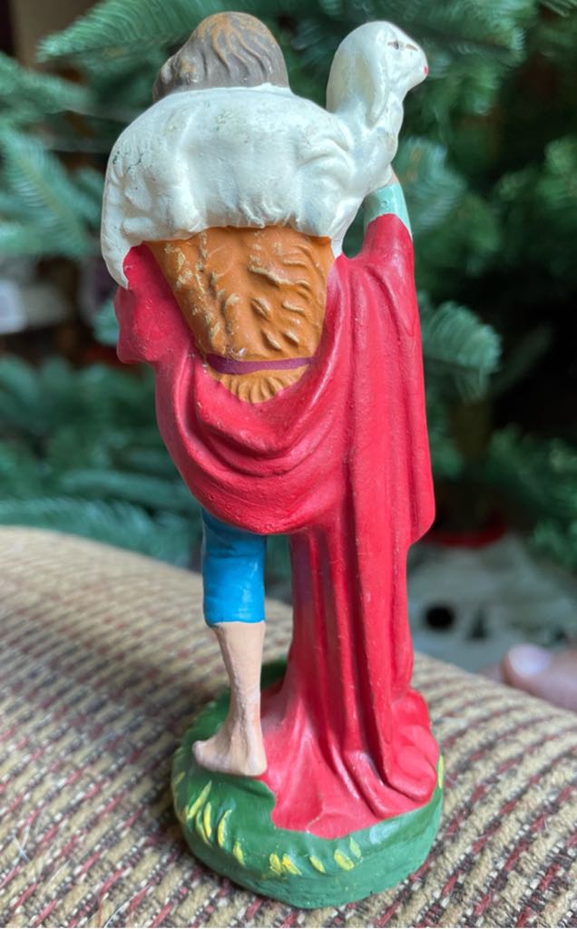 Fontanini - Shepherd - Boy With Lamb On Shoulders - Red Blanket - Shepherd (Nativity) ornament collectible - Main Image 2
