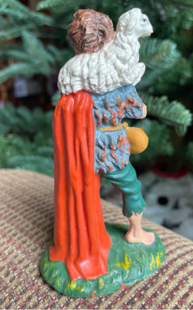 Viviani - Shepherd - Lamb On Shoulder - Orange Blanket - Shepherd (Nativity) ornament collectible - Main Image 2