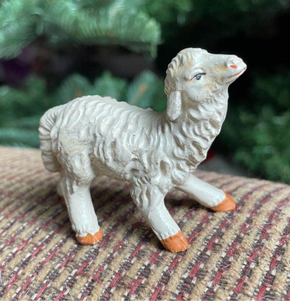 Shiny Brite - Nativity Set - Shepherd - Kneeling With Sheep