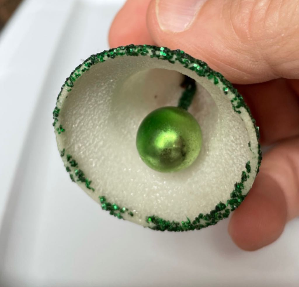 Bradford - Bell - Glitter - White - Green Trim - Bell (Glitter) ornament collectible - Main Image 2