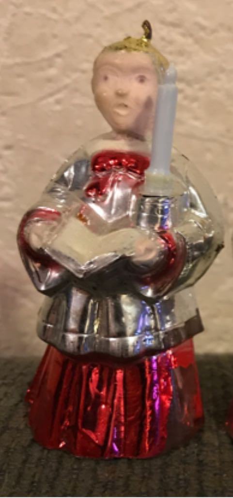 Jewelbrite - (Set 7) - Orb - White Bell/Red Tinsel - Yellow