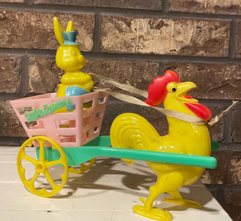 Rosen - Easter - Rooster Pulling Bunny In Cart - Candy Container (Easter) ornament collectible - Main Image 2