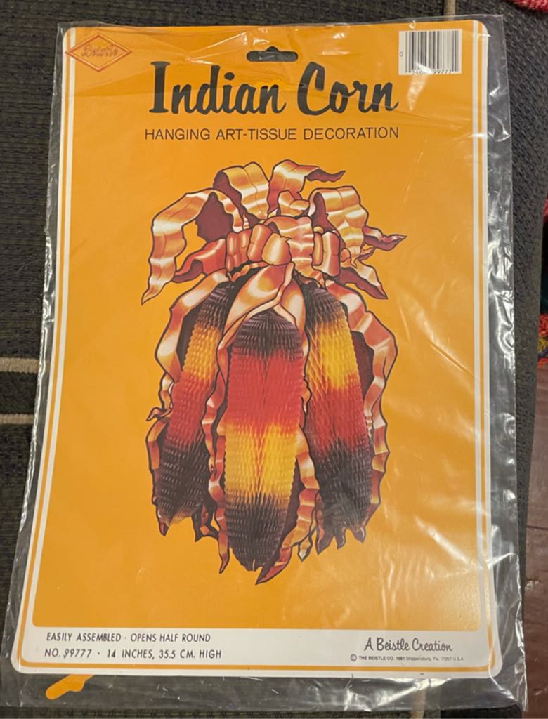 Beistle - Thanksgiving - Hanging Art Tissue Decoration - Indian Corn - No. 99777 - Thanksgiving (Honeycomb) ornament collectible - Main Image 2