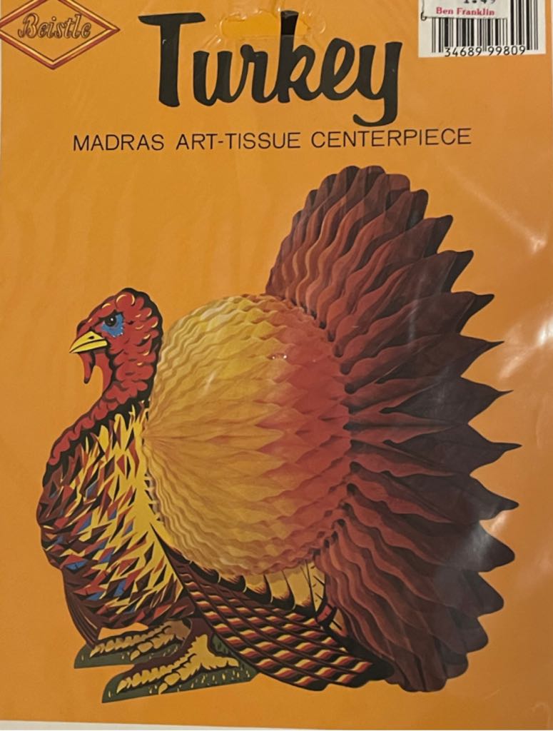 Beistle - Thanksgiving - Madras - Art Tissue Centerpiece - Turkey - Thanksgiving (Honeycomb) ornament collectible - Main Image 2